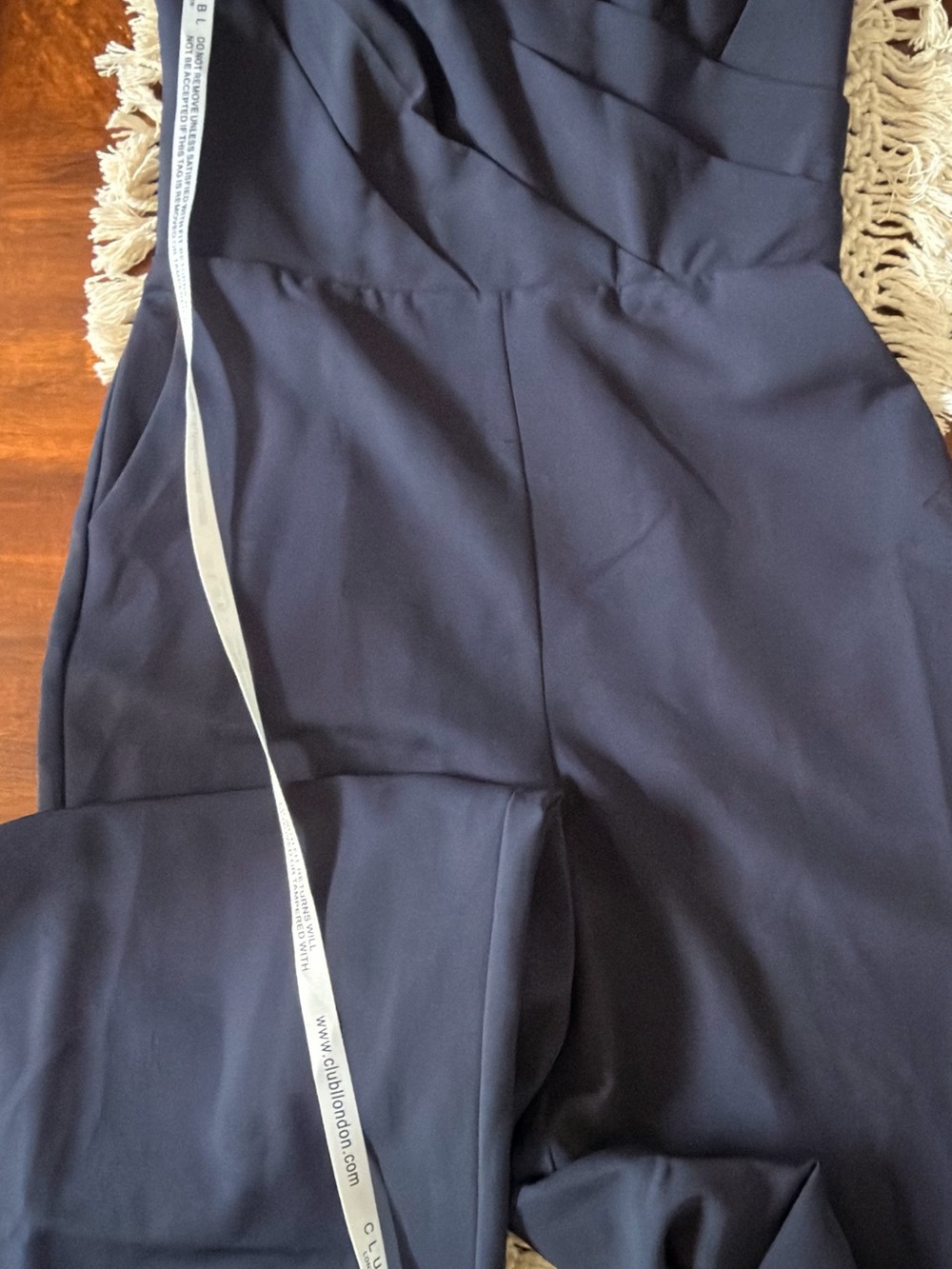 Club L London Dainty Navy Strapless Wide Leg Jumpsuit NWT Size 6 - Picture 7 of 12